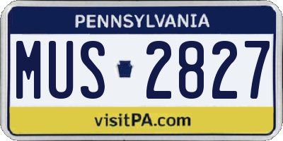 PA license plate MUS2827