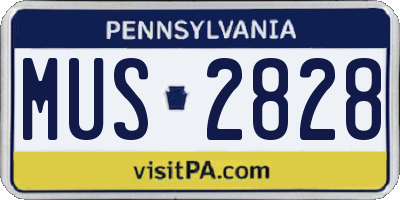 PA license plate MUS2828