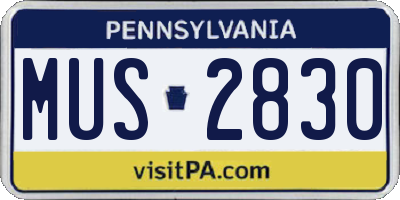 PA license plate MUS2830