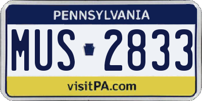 PA license plate MUS2833