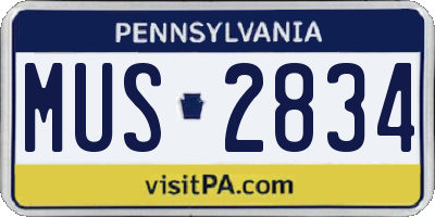 PA license plate MUS2834