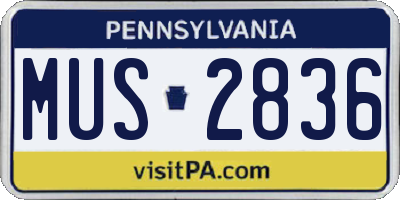 PA license plate MUS2836