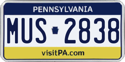 PA license plate MUS2838