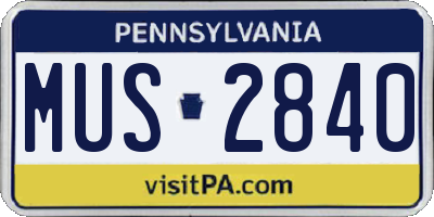 PA license plate MUS2840