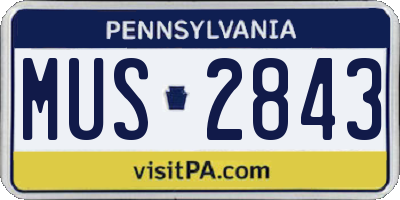 PA license plate MUS2843