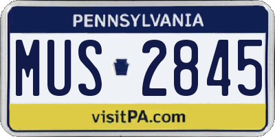 PA license plate MUS2845