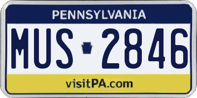 PA license plate MUS2846
