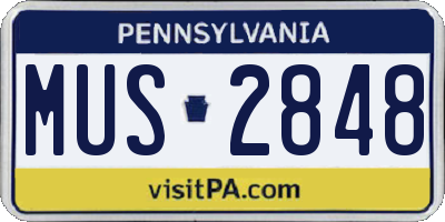 PA license plate MUS2848
