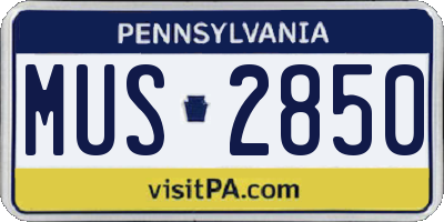 PA license plate MUS2850