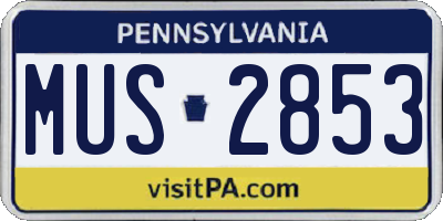 PA license plate MUS2853