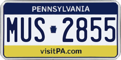 PA license plate MUS2855