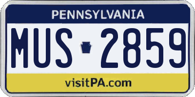 PA license plate MUS2859