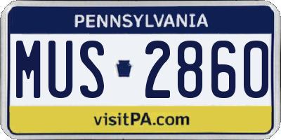PA license plate MUS2860