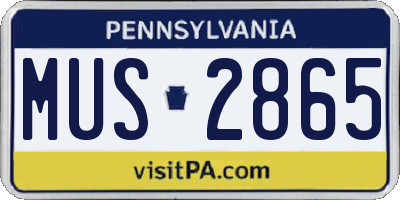 PA license plate MUS2865
