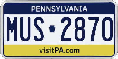 PA license plate MUS2870