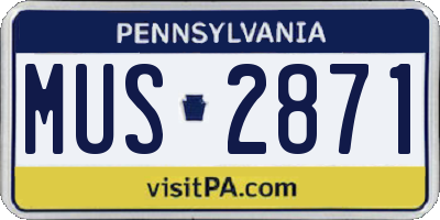 PA license plate MUS2871