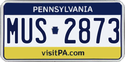 PA license plate MUS2873