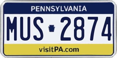 PA license plate MUS2874