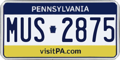 PA license plate MUS2875