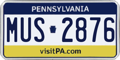 PA license plate MUS2876