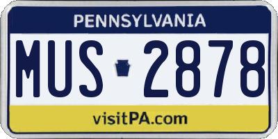 PA license plate MUS2878