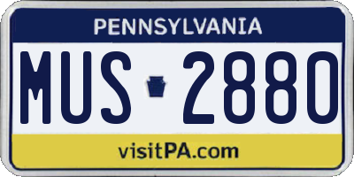 PA license plate MUS2880