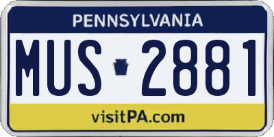 PA license plate MUS2881