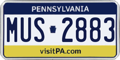 PA license plate MUS2883