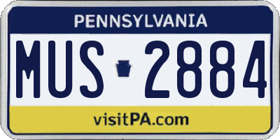 PA license plate MUS2884
