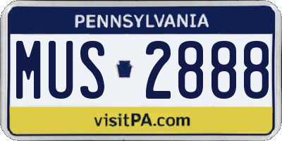 PA license plate MUS2888