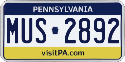 PA license plate MUS2892