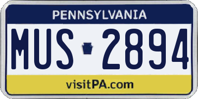 PA license plate MUS2894