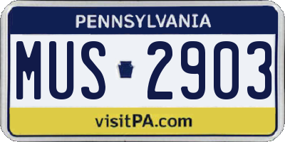 PA license plate MUS2903