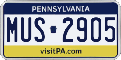 PA license plate MUS2905