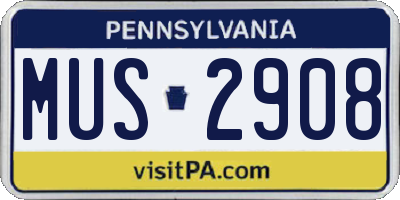 PA license plate MUS2908