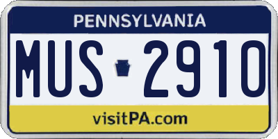 PA license plate MUS2910