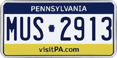PA license plate MUS2913