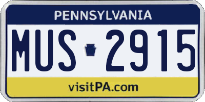 PA license plate MUS2915