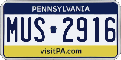 PA license plate MUS2916