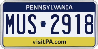 PA license plate MUS2918