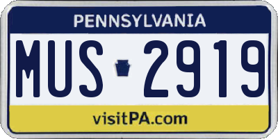 PA license plate MUS2919
