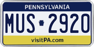 PA license plate MUS2920
