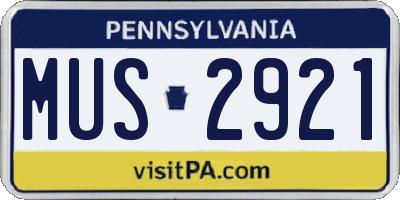 PA license plate MUS2921