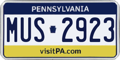 PA license plate MUS2923