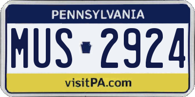 PA license plate MUS2924