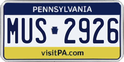 PA license plate MUS2926
