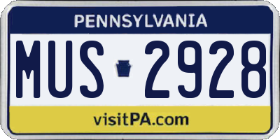 PA license plate MUS2928