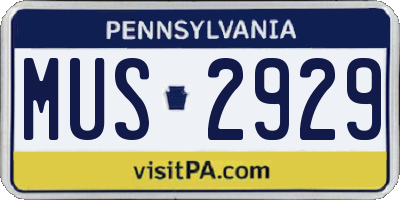 PA license plate MUS2929