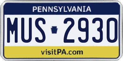 PA license plate MUS2930