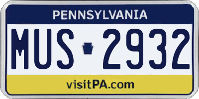 PA license plate MUS2932